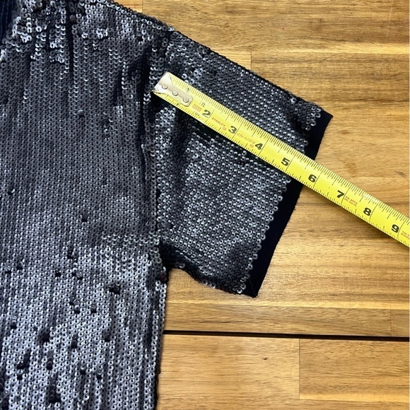 J. Crew Slouchy Sequin Metallic Oversized Navy Tee Holiday Night Out Size Small - Picture 10 of 12